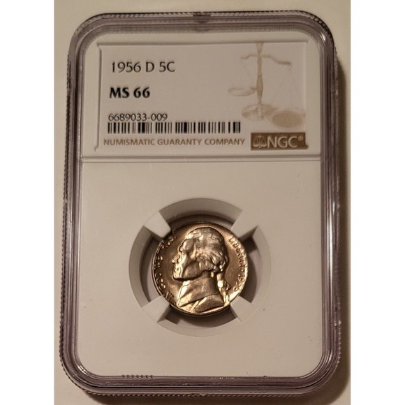 1956 D Jefferson Nickel MS66 NGC Toning - Picture 1 of 4